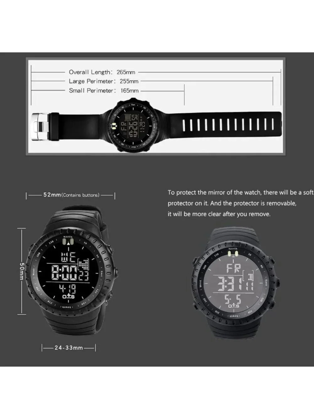 Men's Waterproof Digital Sports Watch | Tactical LED Backlight Timepiece